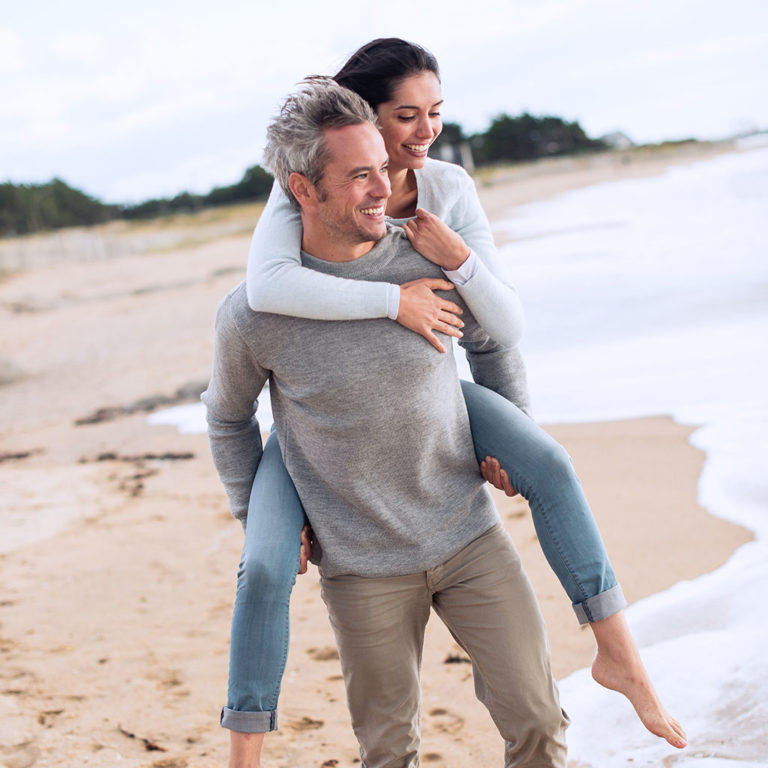 couple beach happy